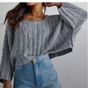 Free People Good Day Pullover Sweater - Size Large Gray